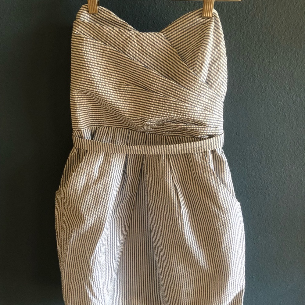 MP Black Strapless Seersucker Dress Size Small